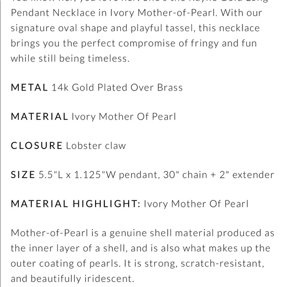 Kendra Scott,Mother of Pearl Gold Pendent Necklace - Picture 6 of 6